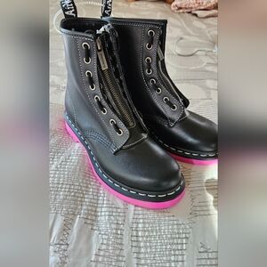 Authentic Dr Marten. Black Leather Hot Pink Sole